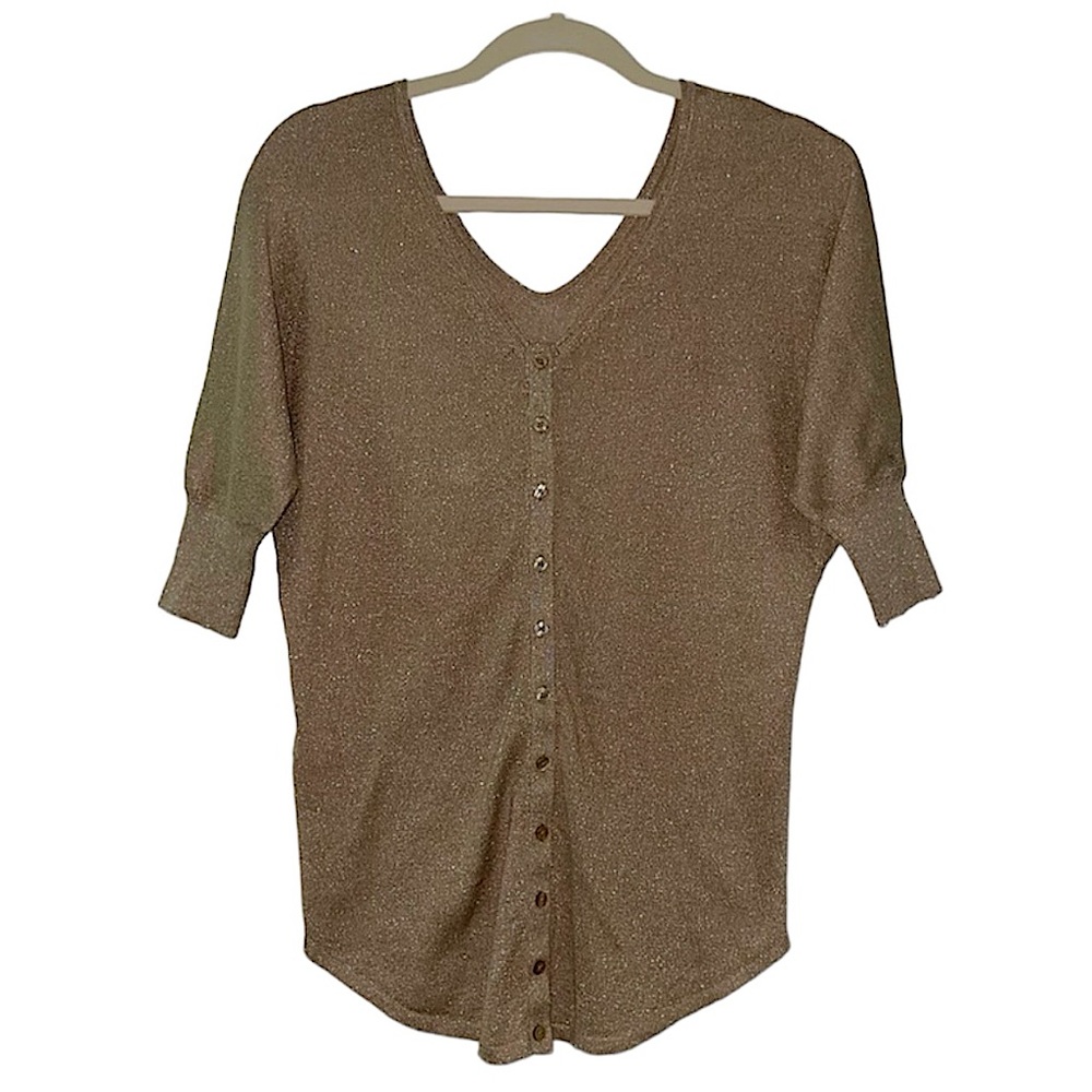 Express Gold Metallic Blouse Top